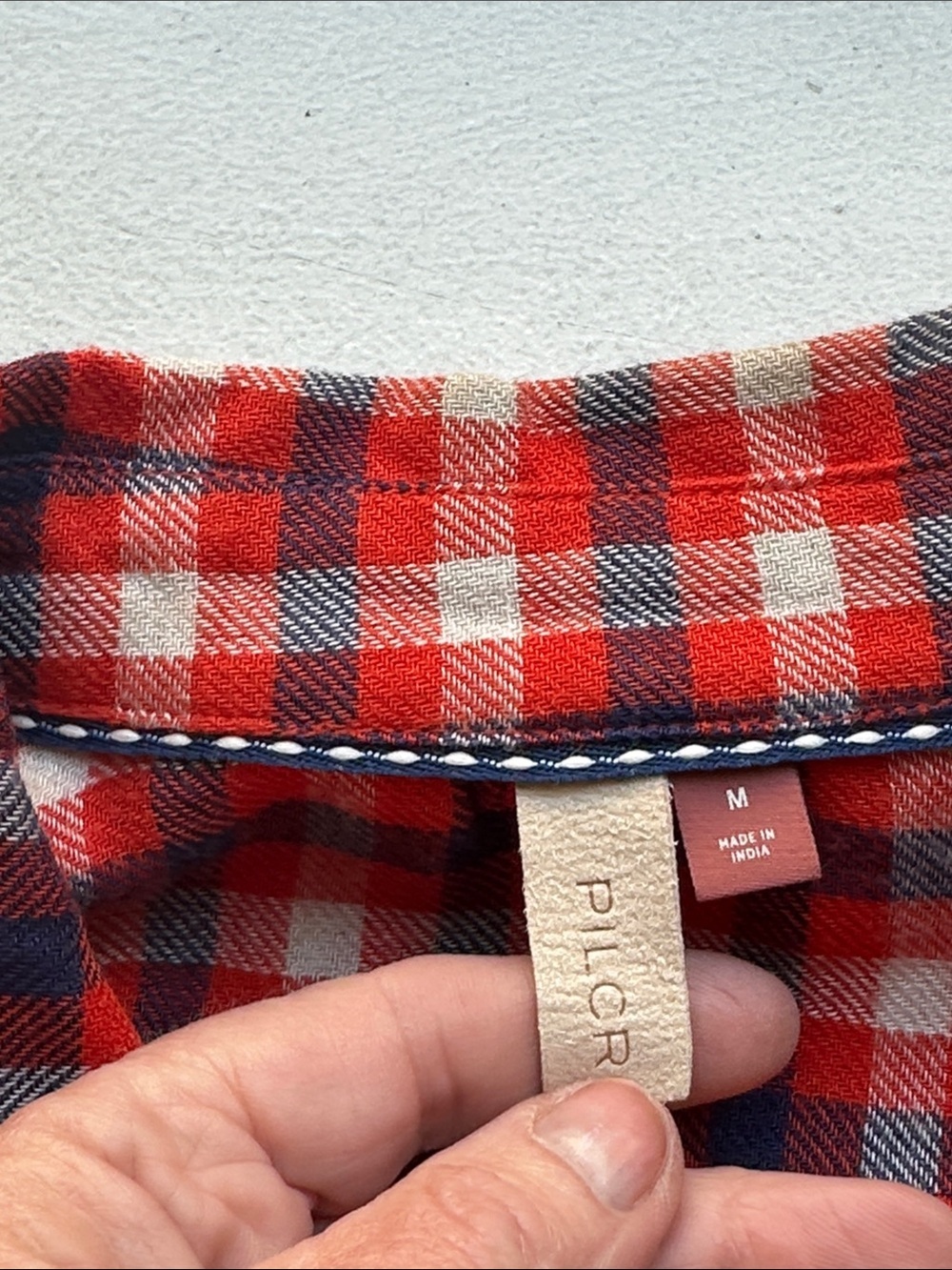 Pilcro Red and Navy Plaid Button-Down Shirt - Picture 2 of 6